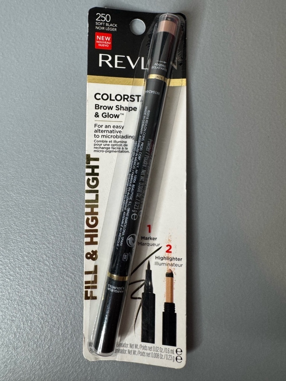 Revlon Brow Fill & Highlight brow shape glow Dual-Ended Pencil in 250 Soft Black